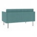 Lesro Luxe Lounge Series Patriot Plus Sea Vinyl Loveseat with Upholstered Arms and Steel Legs Lesro Luxe Lounge Series Patriot Plus Sea Vinyl Loveseat with Upholstered Arms and Steel Legs