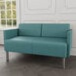 Lesro Luxe Lounge Series Patriot Plus Sea Vinyl Loveseat with Upholstered Arms and Steel Legs Lesro Luxe Lounge Series Patriot Plus Sea Vinyl Loveseat with Upholstered Arms and Steel Legs