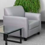 Flash Furniture BT-827-1-GY-GG Hercules Diplomat Gray Leather Chair with Wooden Feet