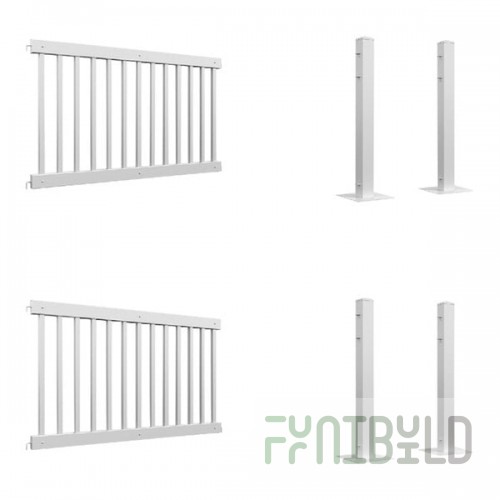 Mod-Fence Mod-Traditional 12' White Traditional Fence Starter Kit with 2 Fence Panels and 4 Post Connectors