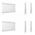 Mod-Fence Mod-Traditional 12' White Traditional Fence Starter Kit with 2 Fence Panels and 4 Post Connectors