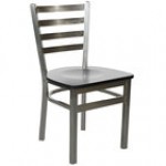 BFM Seating Lima Steel Customizable Side Chair with Mahogany Wooden Seat and Clear Coat Frame BFM Seating Lima Steel Customizable Side Chair with Mahogany Wooden Seat and Clear Coat Frame