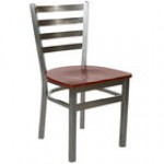 BFM Seating Lima Steel Customizable Side Chair with Mahogany Wooden Seat and Clear Coat Frame BFM Seating Lima Steel Customizable Side Chair with Mahogany Wooden Seat and Clear Coat Frame