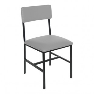 BFM Seating Meghan Black Powder-Coated Steel Customizable Side Chair with Gray Vinyl Back and Seat BFM Seating Meghan Black Powder-Coated Steel Customizable Side Chair with Gray Vinyl Back and Seat