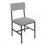 BFM Seating Meghan Black Powder-Coated Steel Customizable Side Chair with Gray Vinyl Back and Seat BFM Seating Meghan Black Powder-Coated Steel Customizable Side Chair with Gray Vinyl Back and Seat