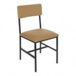 BFM Seating Meghan Black Powder-Coated Steel Customizable Side Chair with Gray Vinyl Back and Seat BFM Seating Meghan Black Powder-Coated Steel Customizable Side Chair with Gray Vinyl Back and Seat