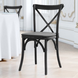 Lancaster Table & Seating Vineyard Smokey Black Wood Cross Back Chair with 1 Lancaster Table & Seating Vineyard Smokey Black Wood Cross Back Chair with 1