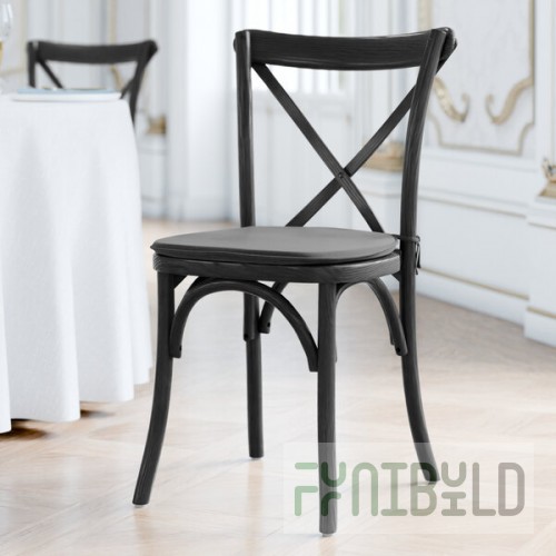 Lancaster Table & Seating Vineyard Smokey Black Wood Cross Back Chair with 1