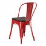 Lancaster Table & Seating Alloy Ruby Red Indoor Cafe Chair with Black Wood Seat