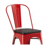 Lancaster Table & Seating Alloy Ruby Red Indoor Cafe Chair with Black Wood Seat