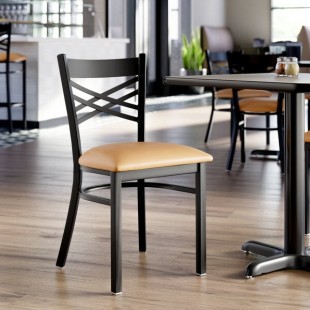 Lancaster Table & Seating Black Finish Cross Back Chair with 2 1/2 Lancaster Table & Seating Black Finish Cross Back Chair with 2 1/2