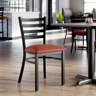 Lancaster Table & Seating Black Finish Ladder Back Chair with 2 1/2 Lancaster Table & Seating Black Finish Ladder Back Chair with 2 1/2