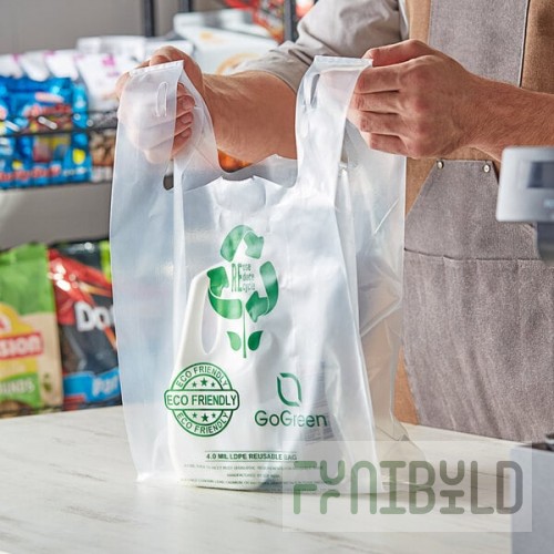 Choice 1/6 Standard Size 4 Mil Clear Reusable Extra Heavy-Duty Plastic T-Shirt Bag - 150/Case