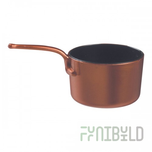 Solia Eskoffie 1.5 oz. Copper and Black Mini Plastic Sauce Pan - 240/Case