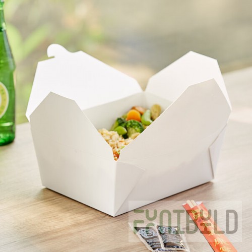 Choice White Microwavable Folded Paper #4 Take-Out Container 7 3/4