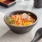 Acopa Heika 16 oz. Black Matte Textured Stoneware Bowl - Sample
