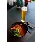 Acopa Heika 16 oz. Black Matte Textured Stoneware Bowl - Sample