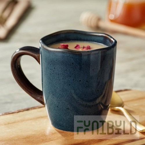 Acopa Highlands 10 oz. Skyfall Blue China Mug - Sample