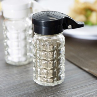 TableCraft 163MPBK 1.5 oz. Glass Shaker with Black Moisture Proof ABS Top - 24/Case