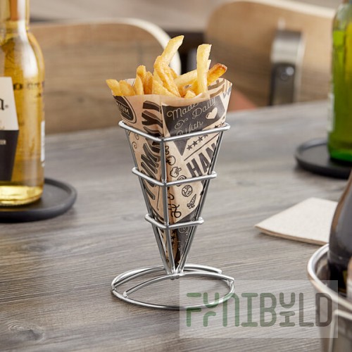 American Metalcraft SQFBSS Square Stainless Steel Fry Cone Holder - 2 1/2