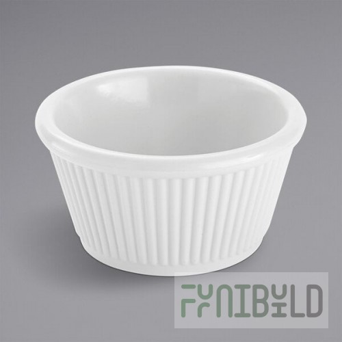 American Metalcraft 3 oz. Fluted White Melamine Ramekin - 12/Case
