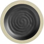 Acopa Ugoki 2 oz. Matte Black Square Melamine Sauce Dish with Ivory Rim - 12/Pack
