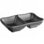 Acopa Ugoki 2 oz. Matte Black Square Melamine Sauce Dish with Ivory Rim - 12/Pack