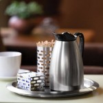 Service Ideas Classic Carafe 33.8 oz. Stainless Steel Insulated Coffee Carafe / Server with Black Lid CGCS10SS Service Ideas Classic Carafe 33.8 oz. Stainless Steel Insulated Coffee Carafe / Server with Black Lid CGCS10SS