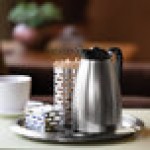 Service Ideas Classic Carafe 33.8 oz. Stainless Steel Insulated Coffee Carafe / Server with Black Lid CGCS10SS Service Ideas Classic Carafe 33.8 oz. Stainless Steel Insulated Coffee Carafe / Server with Black Lid CGCS10SS