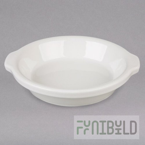 Hall China from Steelite International HL5140AWHA Ivory (American White) 16 oz. Round Au Gratin Dish - 12/Case