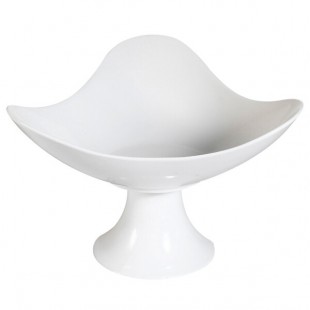 CAC CFST-13 Bone White Porcelain Footed Cake / Fruit Dish - 4/Case