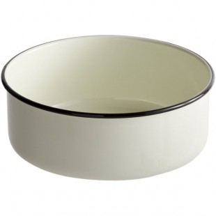 TableCraft 80017 Enamelware 4.25 Qt. Black and Cream White Rolled Rim Round Bowl TableCraft 80017 Enamelware 4.25 Qt. Black and Cream White Rolled Rim Round Bowl