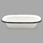 TableCraft 80017 Enamelware 4.25 Qt. Black and Cream White Rolled Rim Round Bowl TableCraft 80017 Enamelware 4.25 Qt. Black and Cream White Rolled Rim Round Bowl