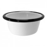 TableCraft 80017 Enamelware 4.25 Qt. Black and Cream White Rolled Rim Round Bowl TableCraft 80017 Enamelware 4.25 Qt. Black and Cream White Rolled Rim Round Bowl