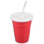 GET SC-16-SET-R To-Go 16 oz. Red Customizable Plastic Reusable Tumbler, Lid, and Straw Set - 24/Case GET SC-16-SET-R To-Go 16 oz. Red Customizable Plastic Reusable Tumbler, Lid, and Straw Set - 24/Case