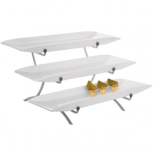 Cal-Mil SR1033-39 Platinum Three Tier Metal Incline Stand with Melamine Platters - 18