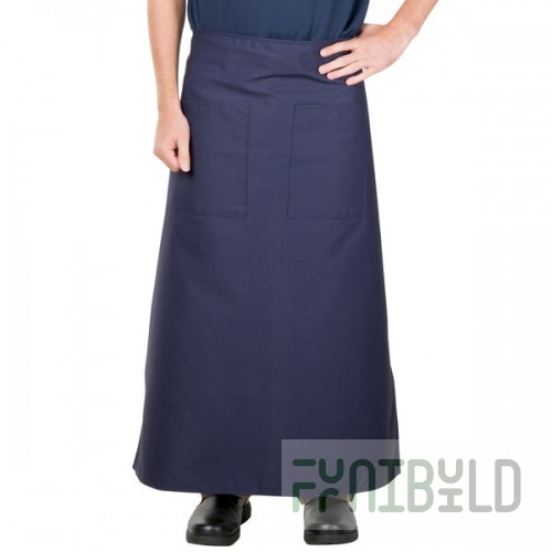 Intedge Navy Blue Poly-Cotton Bistro Apron with 2 Pockets - 38