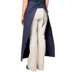 Intedge Navy Blue Poly-Cotton Bistro Apron with 2 Pockets - 38