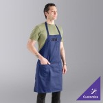 Uncommon Chef 3004 Navy Customizable Poly-Cotton Twill Bib Apron with 3 Pockets - 34