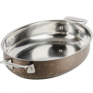 Bon Chef 60020COFFEE Cucina 1.2 Qt. Coffee Stainless Steel Oval Au Gratin Dish Bon Chef 60020COFFEE Cucina 1.2 Qt. Coffee Stainless Steel Oval Au Gratin Dish