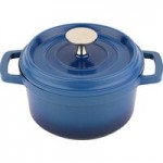 GET Heiss 5 Qt. Cobalt Blue Enamel Coated Cast Aluminum Roasting Pan with Lid - 12 7/8