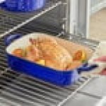 Valor 5.25 Qt. Galaxy Blue Enameled Cast Iron Roasting Pan / Casserole Dish - 13 1/2 