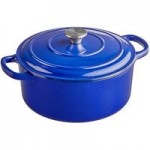 Valor 5.25 Qt. Galaxy Blue Enameled Cast Iron Roasting Pan / Casserole Dish - 13 1/2 