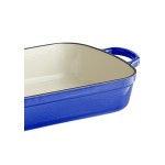 Valor 5.25 Qt. Galaxy Blue Enameled Cast Iron Roasting Pan / Casserole Dish - 13 1/2 