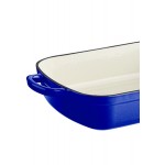 Valor 5.25 Qt. Galaxy Blue Enameled Cast Iron Roasting Pan / Casserole Dish - 13 1/2 