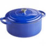 Valor 5.25 Qt. Galaxy Blue Enameled Cast Iron Roasting Pan / Casserole Dish - 13 1/2 