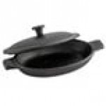 Vollrath 59741 3.3 oz. Pre-Seasoned Mini Cast Iron Oval Casserole Dish with Cover
