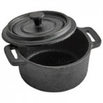 Vollrath 59741 3.3 oz. Pre-Seasoned Mini Cast Iron Oval Casserole Dish with Cover