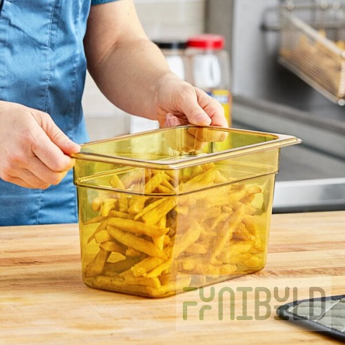 Carlisle 3088213 StorPlus 1/4 Size Amber High Heat Plastic Food Pan - 6