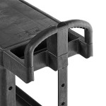 Rubbermaid® FG450500BLA Black Small Flat Two Shelf Utility Cart with Ergonomic Handle